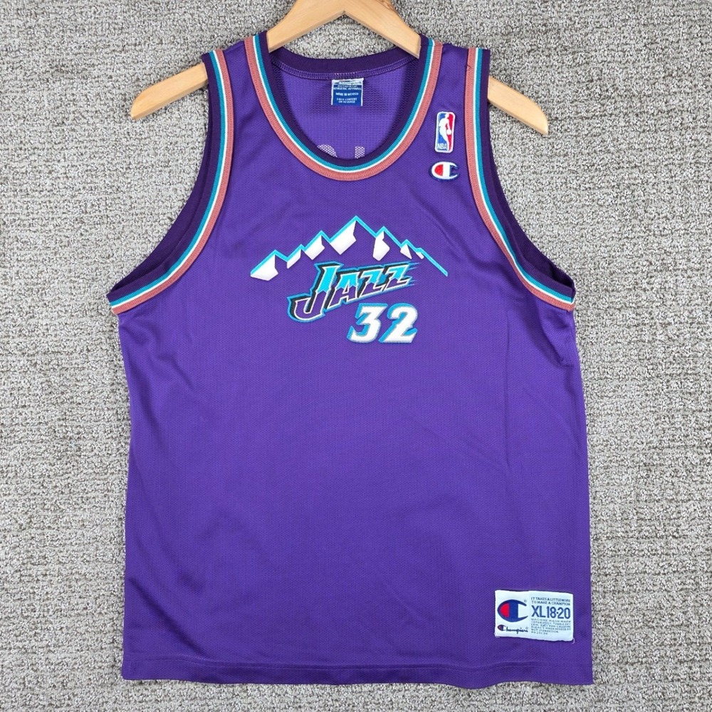 Vintage Champion‎ Karl Malone Utah Jazz NBA Jersey Kids XL 18-20 Purple